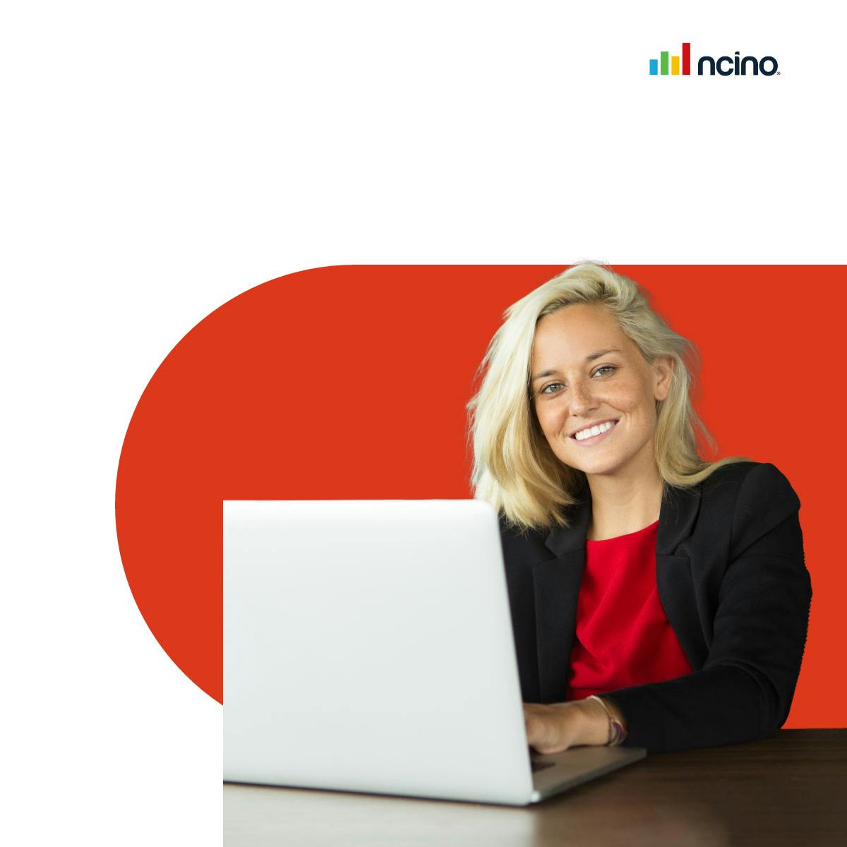 Girl Blonde w/ Laptop Red- Newsroom Stock Image